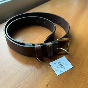 Classic brown leather J.Crew belt with gold hardware NWT